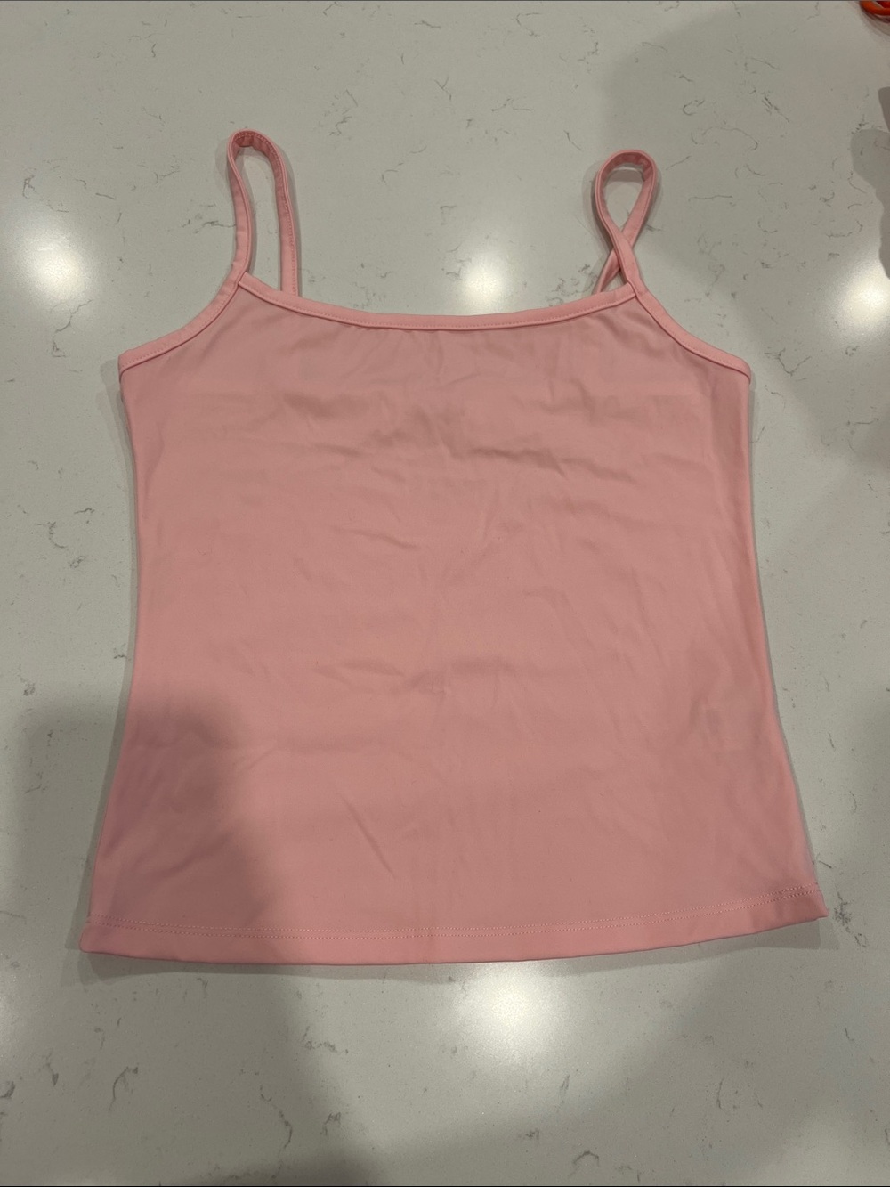 Light Pink Spaghetti Strap Athletic TankTop